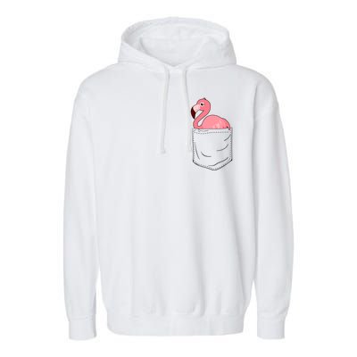 Cute Adorable Mini Flamingo in Pocket Garment-Dyed Fleece Hoodie