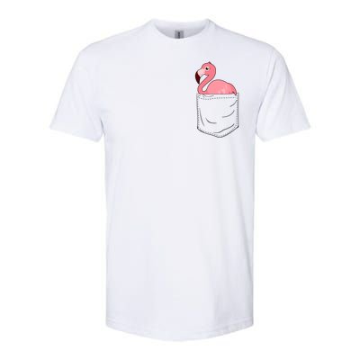 Cute Adorable Mini Flamingo in Pocket Softstyle CVC T-Shirt