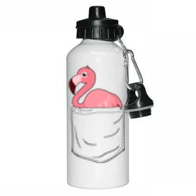 Cute Adorable Mini Flamingo in Pocket Aluminum Water Bottle