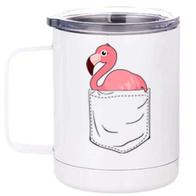 Cute Adorable Mini Flamingo in Pocket 12 oz Stainless Steel Tumbler Cup