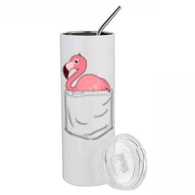 Cute Adorable Mini Flamingo in Pocket Stainless Steel Tumbler