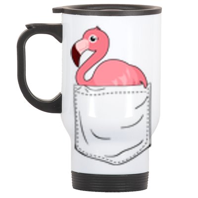 Cute Adorable Mini Flamingo in Pocket Stainless Steel Travel Mug