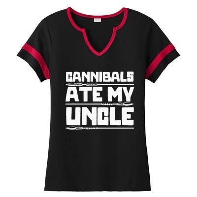 Cannibals Ate My Uncle Joe Biden Political Satire Trump 2024 Ladies Halftime Notch Neck Tee