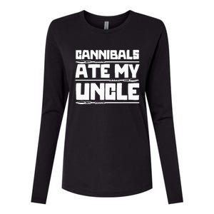 Cannibals Ate My Uncle Joe Biden Political Satire Trump 2024 Womens Cotton Relaxed Long Sleeve T-Shirt