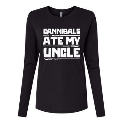 Cannibals Ate My Uncle Joe Biden Political Satire Trump 2024 Womens Cotton Relaxed Long Sleeve T-Shirt