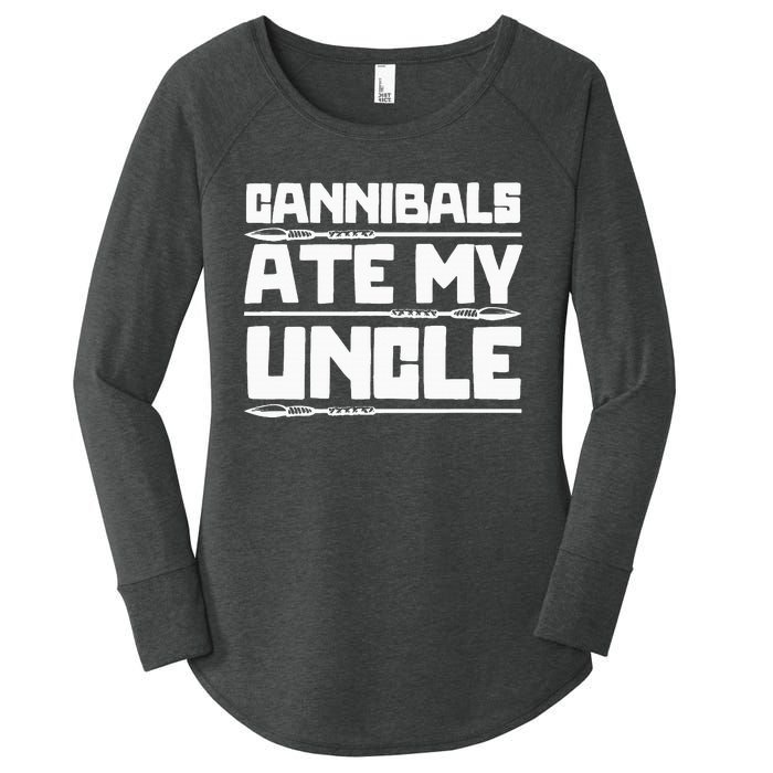 Cannibals Ate My Uncle Joe Biden Political Satire Trump 2024 Women's Perfect Tri Tunic Long Sleeve Shirt