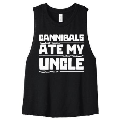 Cannibals Ate My Uncle Joe Biden Political Satire Trump 2024 Women's Racerback Cropped Tank