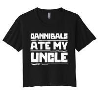 Cannibals Ate My Uncle Joe Biden Political Satire Trump 2024 Women's Crop Top Tee