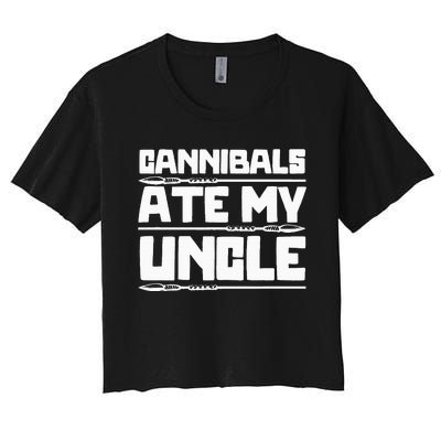 Cannibals Ate My Uncle Joe Biden Political Satire Trump 2024 Women's Crop Top Tee