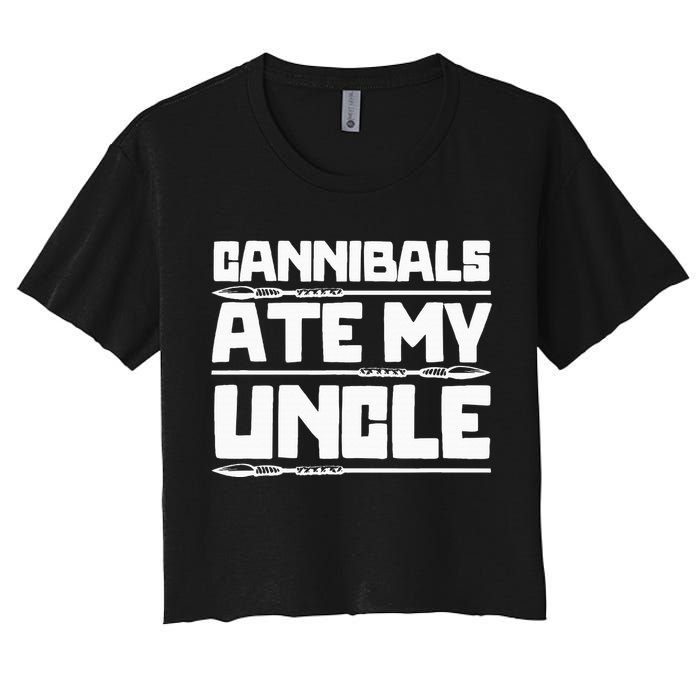 Cannibals Ate My Uncle Joe Biden Political Satire Trump 2024 Women's Crop Top Tee