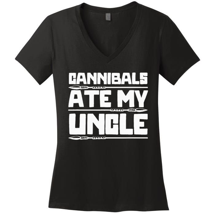 Cannibals Ate My Uncle Joe Biden Political Satire Trump 2024 Women's V-Neck T-Shirt