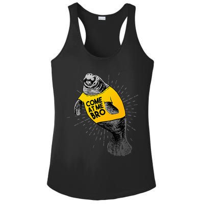 Come At Me Bro Manatee With Yellow Top Ladies PosiCharge Competitor Racerback Tank