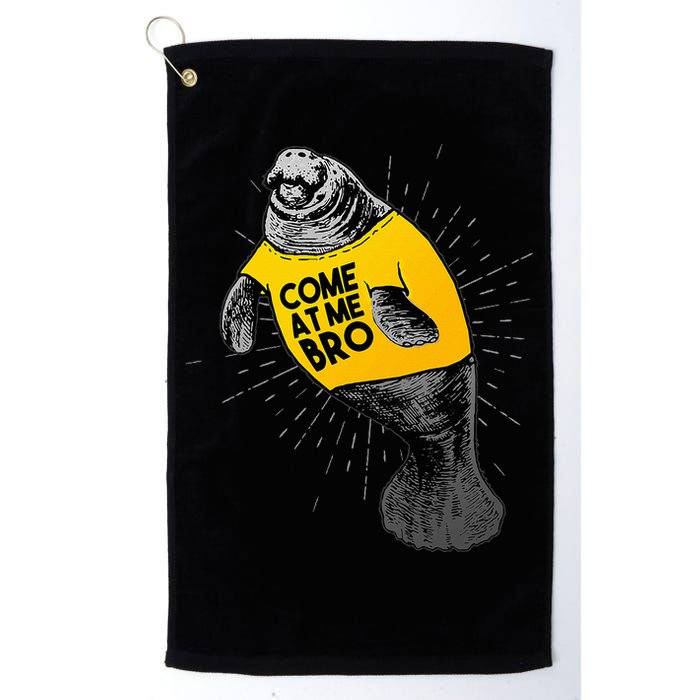 Come At Me Bro Manatee With Yellow Top Golf Towel