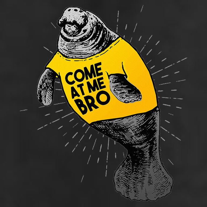 Come At Me Bro Manatee With Yellow Top Golf Towel