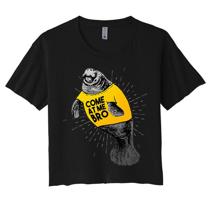 Come At Me Bro Manatee With Yellow Top Women's Crop Top Tee