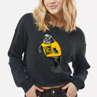 Come At Me Bro Manatee With Yellow Top Cropped Pullover Crew