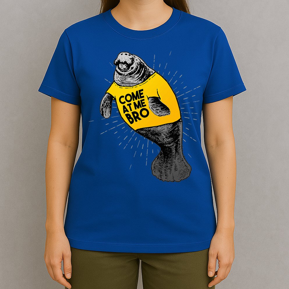 Come At Me Bro Manatee With Yellow Top T-Shirt