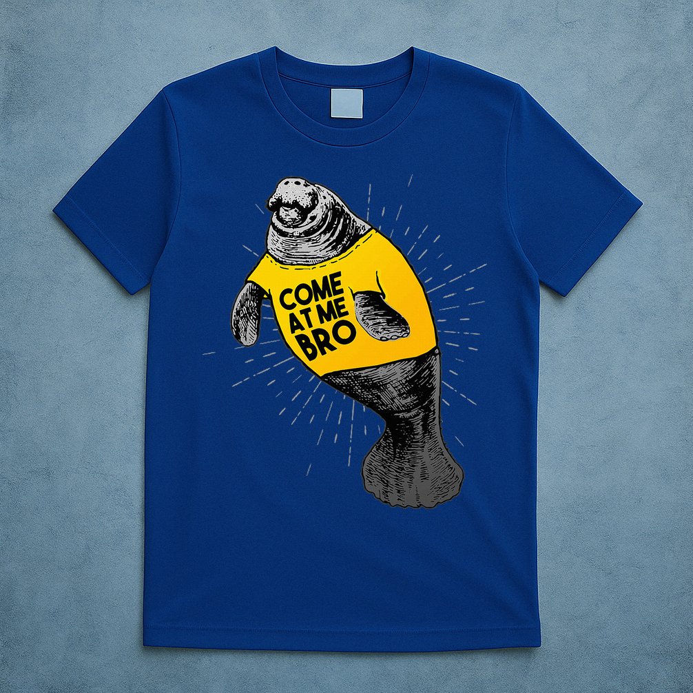 Come At Me Bro Manatee With Yellow Top T-Shirt