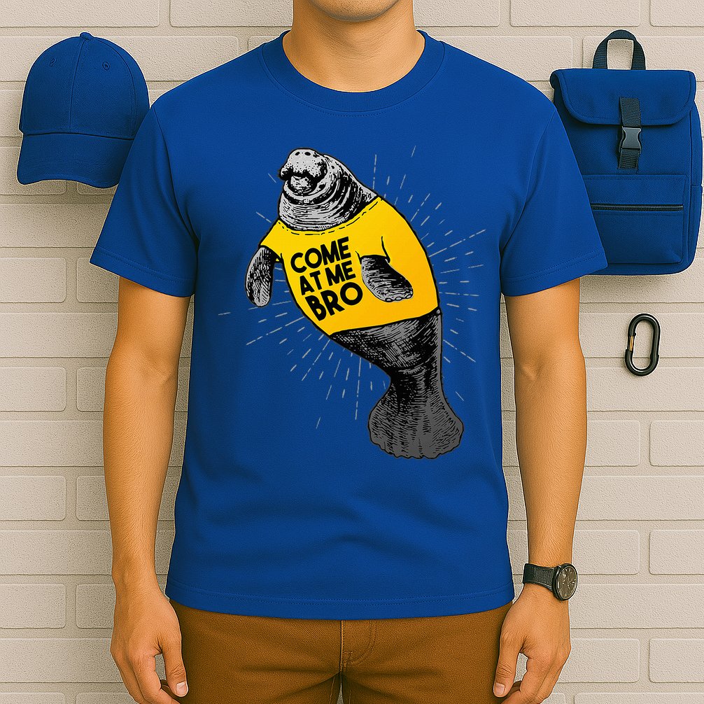 Come At Me Bro Manatee With Yellow Top T-Shirt