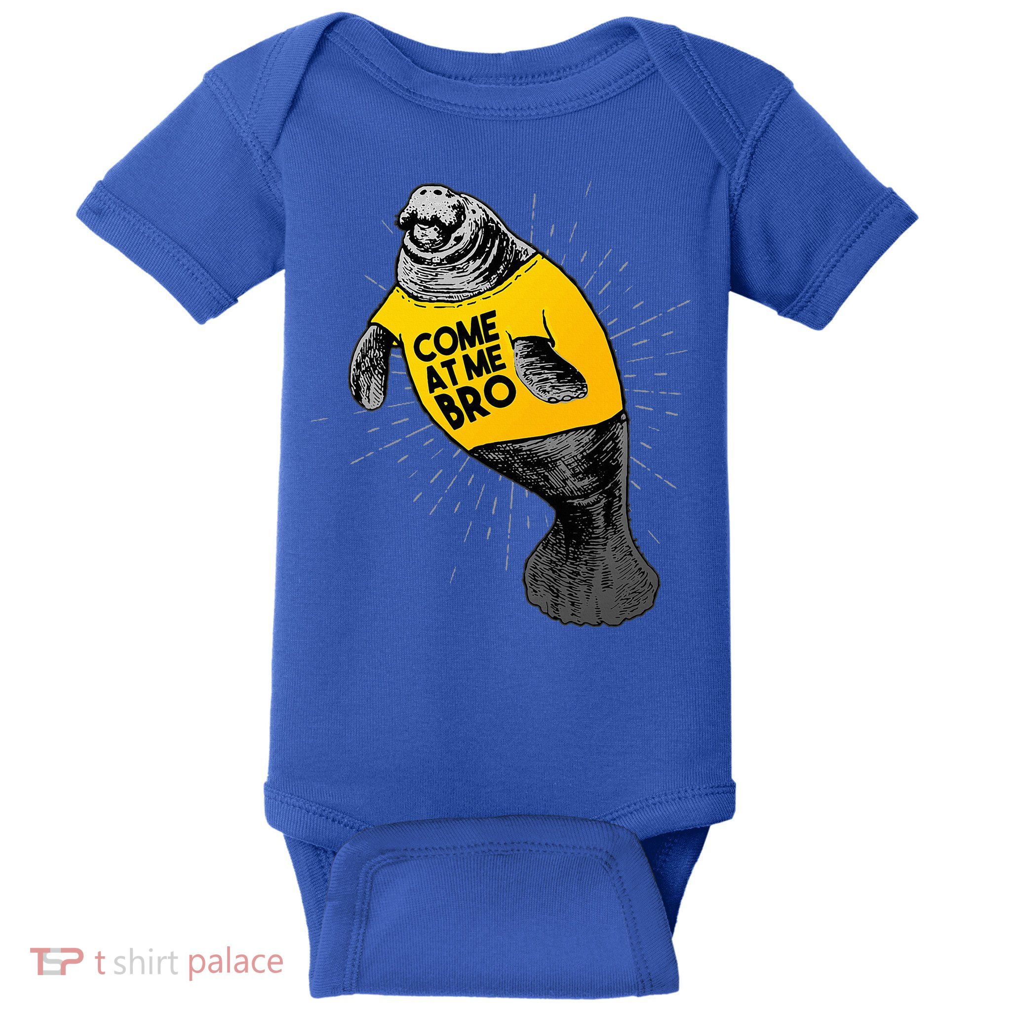 Come At Me Bro Manatee With Yellow Top Baby Bodysuit