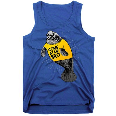 Come At Me Bro Manatee With Yellow Top Tank Top