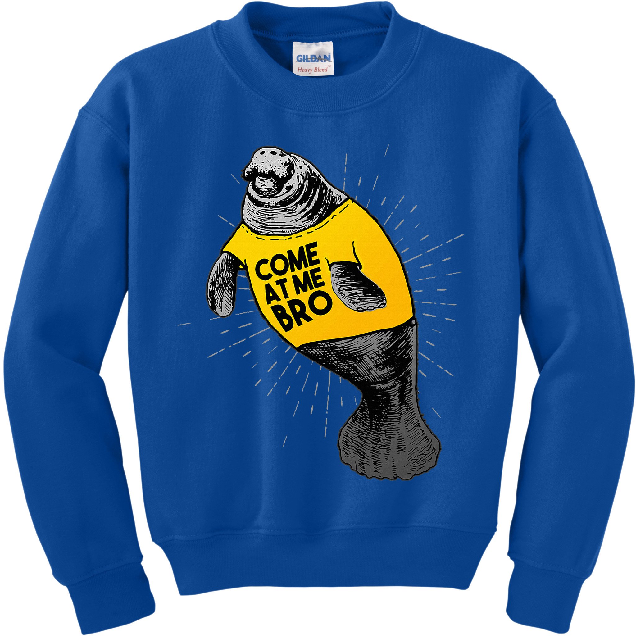 Come At Me Bro Manatee With Yellow Top Kids Sweatshirt