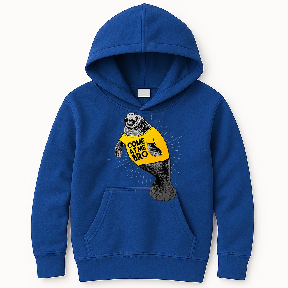 Come At Me Bro Manatee With Yellow Top Kids Hoodie