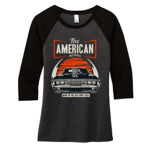 Classic American Muscle Cars Novelty Women's Tri-Blend 3/4-Sleeve Raglan Shirt