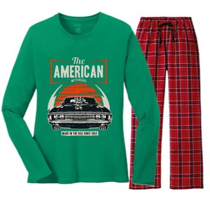 Classic American Muscle Cars Novelty Women's Long Sleeve Flannel Pajama Set 