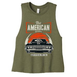 Classic American Muscle Cars Novelty Women's Racerback Cropped Tank