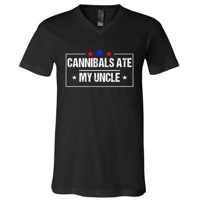 Cannibals Ate My Uncle Biden Funny V-Neck T-Shirt