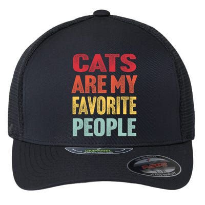 Cats Are My Favorite People - Funny Vintage Cats Heart Flexfit Unipanel Trucker Cap