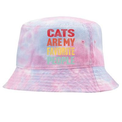 Cats Are My Favorite People - Funny Vintage Cats Heart Tie-Dyed Bucket Hat