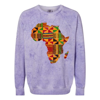 Cool Africa Map Kente Cloth Gift For African Lover Colorblast Crewneck Sweatshirt