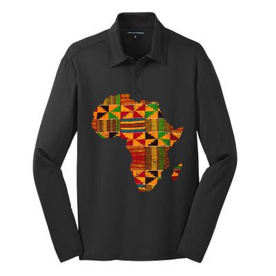 Cool Africa Map Kente Cloth Gift For African Lover Silk Touch Performance Long Sleeve Polo