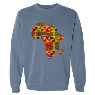 Cool Africa Map Kente Cloth Gift For African Lover Garment-Dyed Sweatshirt