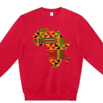 Cool Africa Map Kente Cloth Gift For African Lover Premium Crewneck Sweatshirt