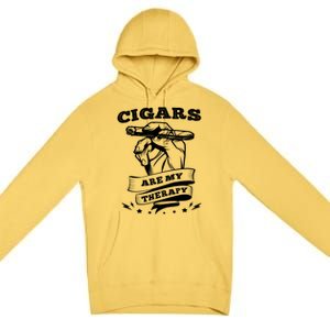 Cigars Are My Therapy Cigars Smoker Smiking Cigar Gift Premium Pullover Hoodie