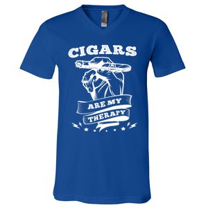 Cigars Are My Therapy Cigars Smoker Smiking Cigar Gift V-Neck T-Shirt