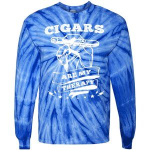 Cigars Are My Therapy Cigars Smoker Smiking Cigar Gift Tie-Dye Long Sleeve Shirt