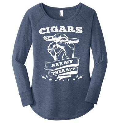 Cigars Are My Therapy Cigars Smoker Smiking Cigar Gift Women's Perfect Tri Tunic Long Sleeve Shirt