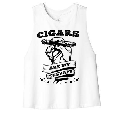 Cigars Are My Therapy Cigars Smoker Smiking Cigar Gift Women's Racerback Cropped Tank