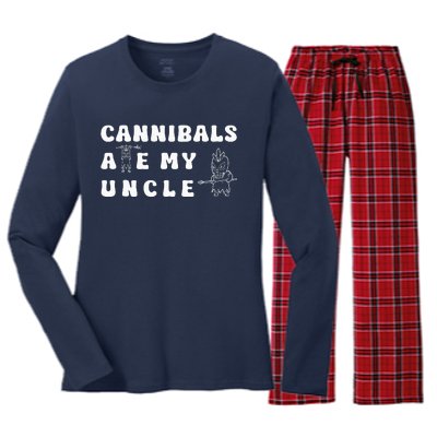 Cannibals Ate My Uncle .Png Women's Long Sleeve Flannel Pajama Set 