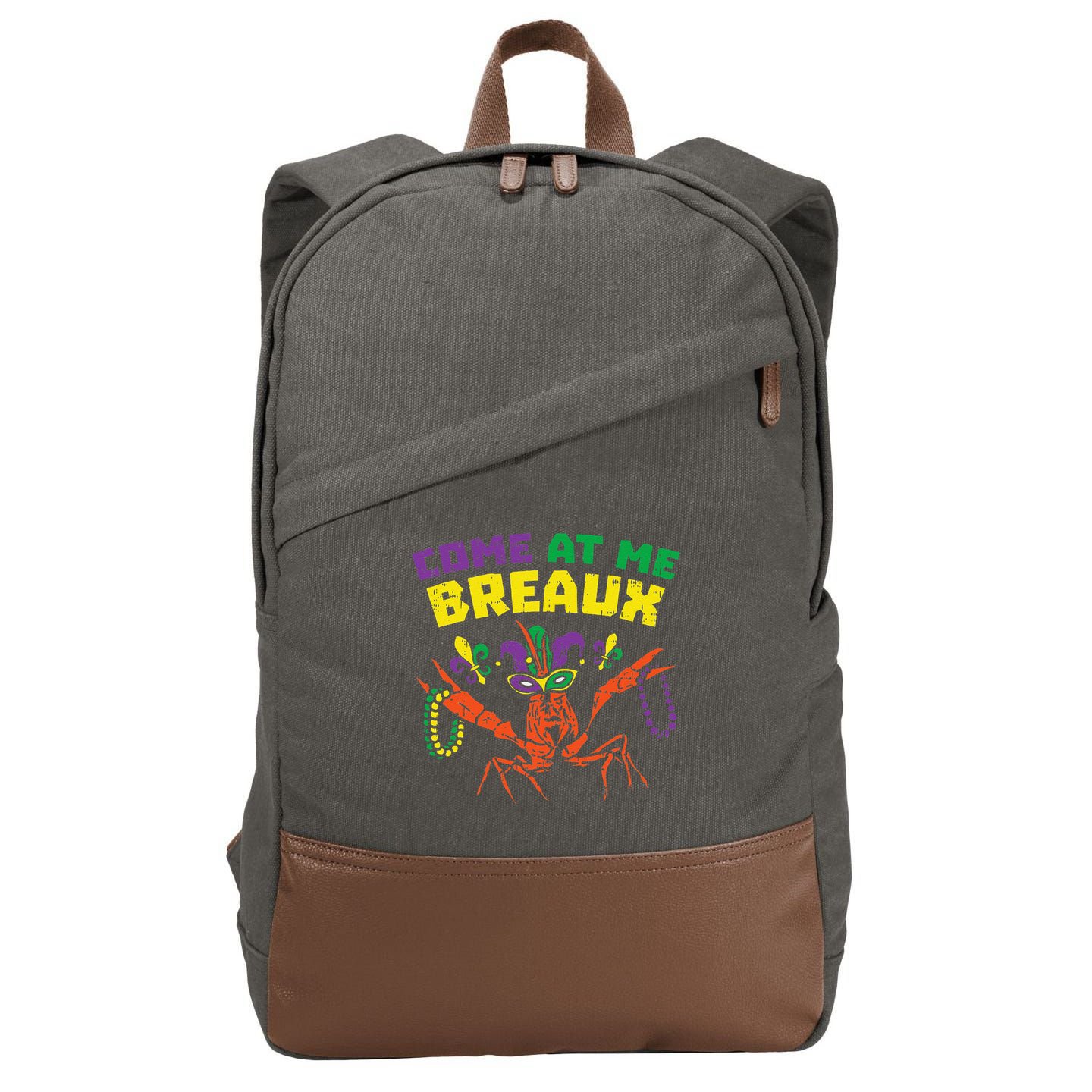 Come At Me Breaux Crawfish Beads Funny Mardi Gras Carnival (1) Cotton Canvas Backpack