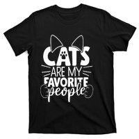 Cats Are My Favorite People Cat Cat Mom White Cat Premium T-Shirt