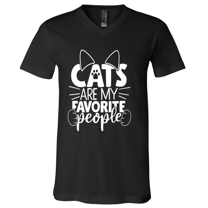 Cats Are My Favorite People Cat Cat Mom White Cat Premium V-Neck T-Shirt