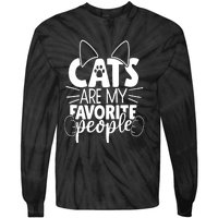 Cats Are My Favorite People Cat Cat Mom White Cat Premium Tie-Dye Long Sleeve Shirt