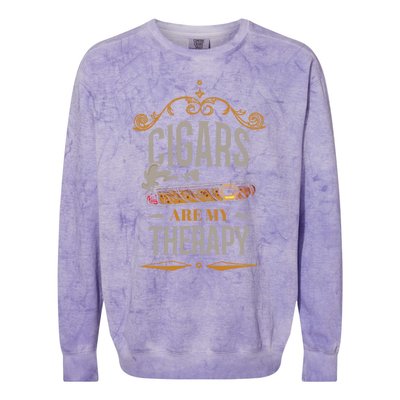 Cigars Are My Therapy Funny Vintage Cigar Gift Colorblast Crewneck Sweatshirt