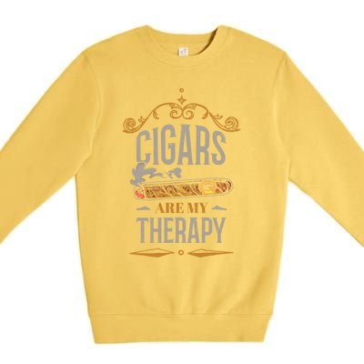 Cigars Are My Therapy Funny Vintage Cigar Gift Premium Crewneck Sweatshirt