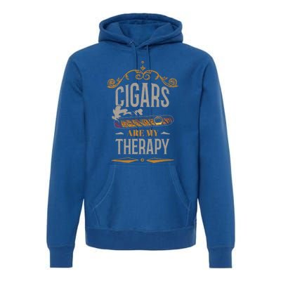 Cigars Are My Therapy Funny Vintage Cigar Gift Premium Hoodie